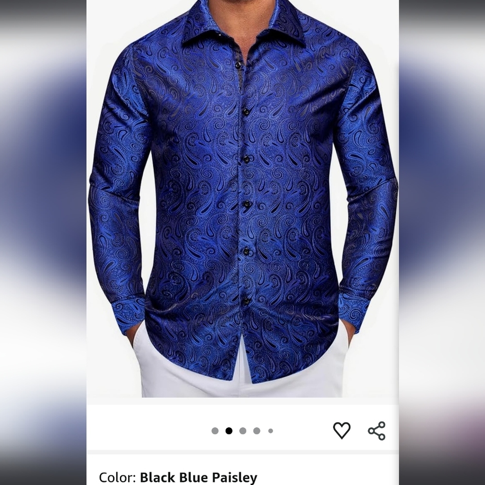 Men's Blue Paisley Dress Shirt